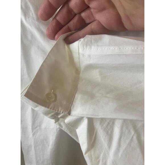 Trina Turk White Floral Embroidery 3/4 Sleeve Split Neckline Tunic Blouse Medium - Picture 5 of 12